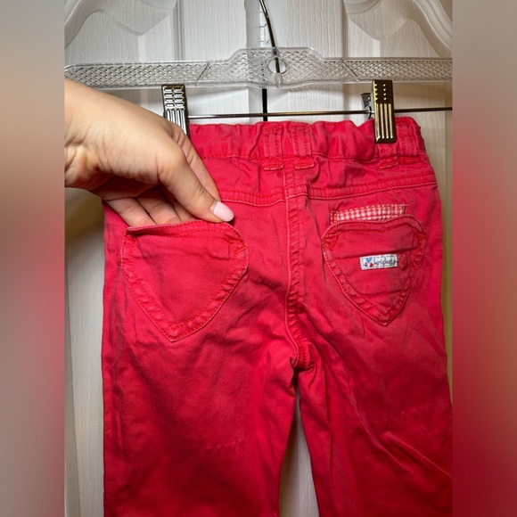 Floral Casual PlayWear for Fall Red Kids Girls Bottoms with Embroidered Details - Picture 2 of 6